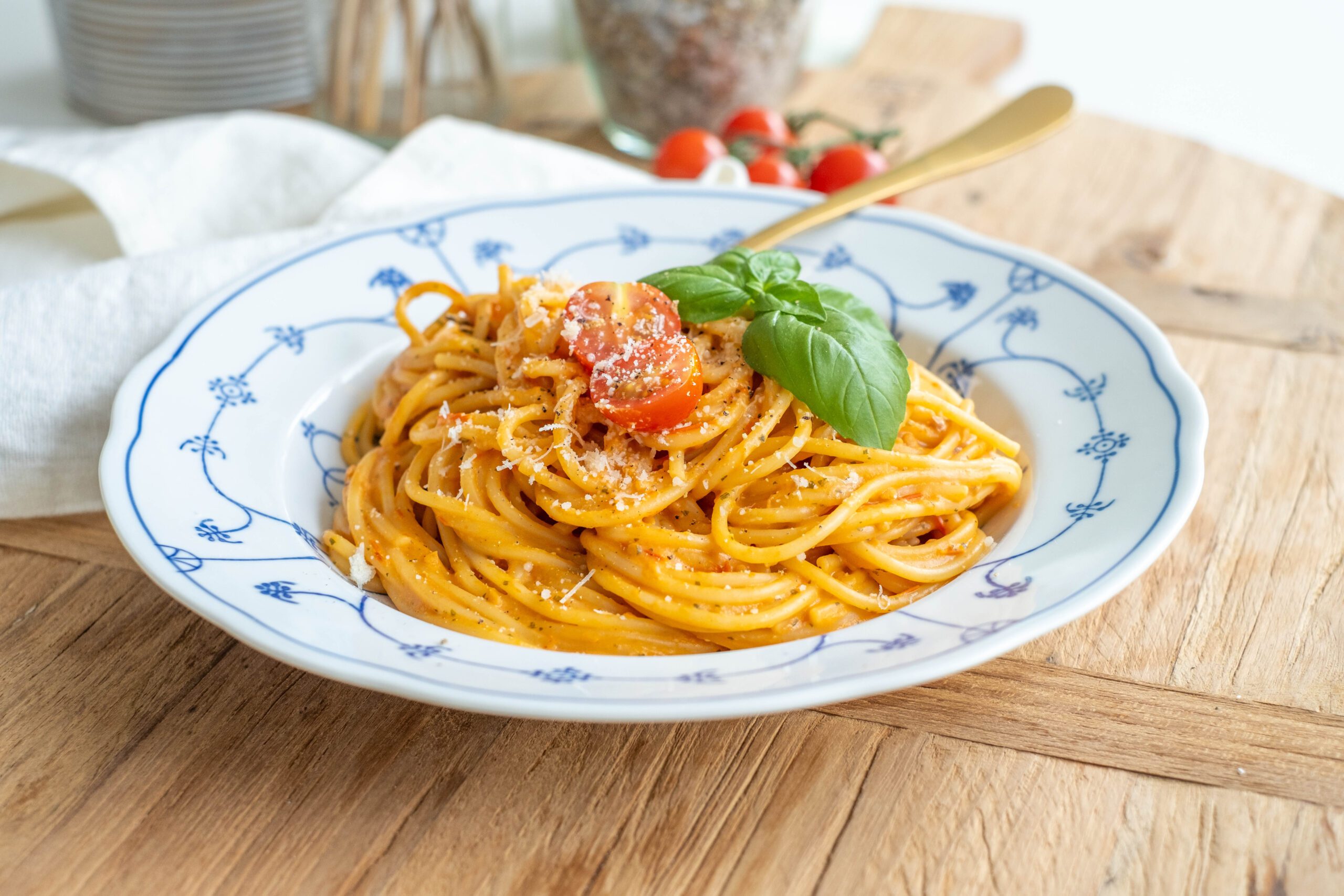 Creamy pasta met kerstomaatjes