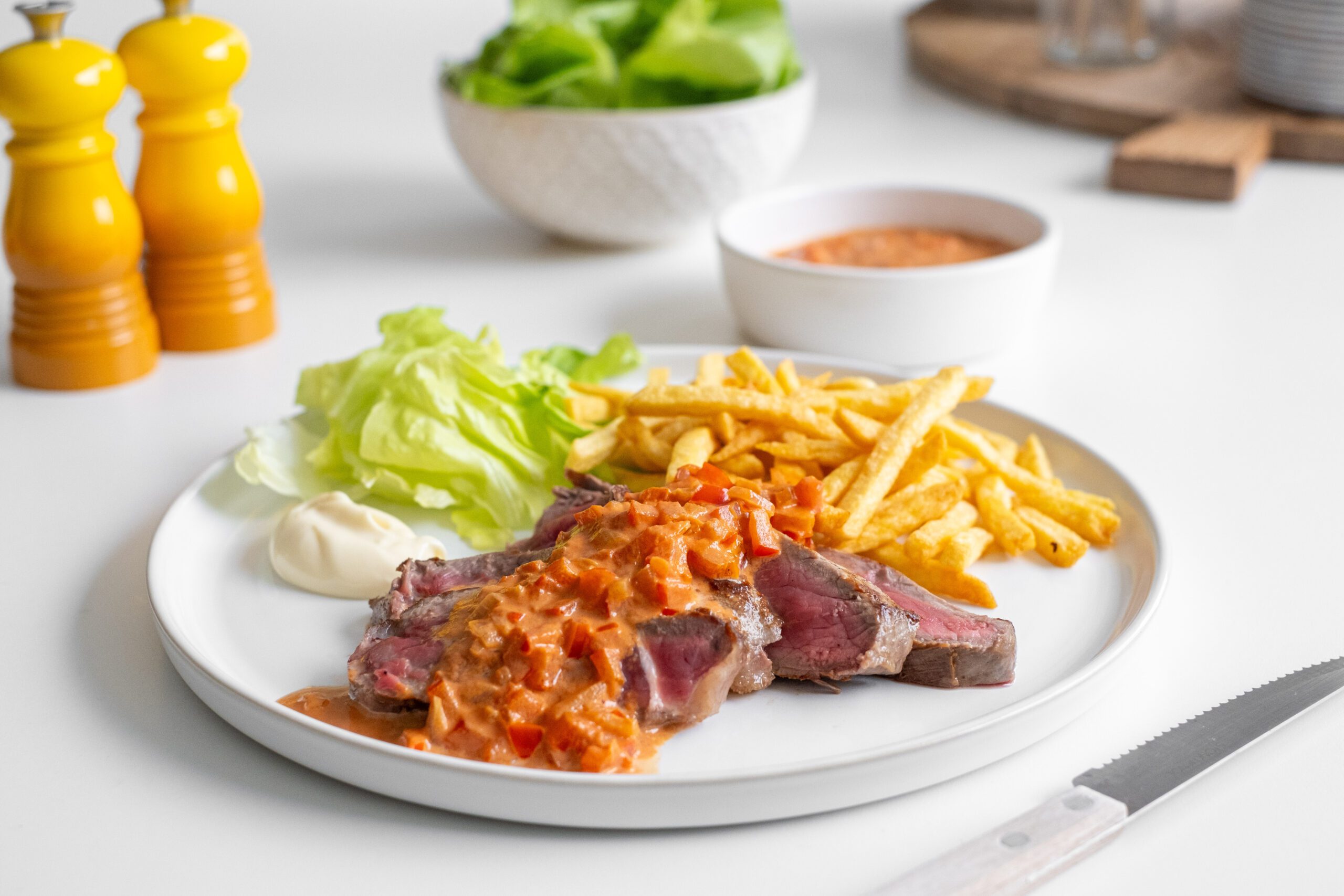 Steak stroganoff met frietjes