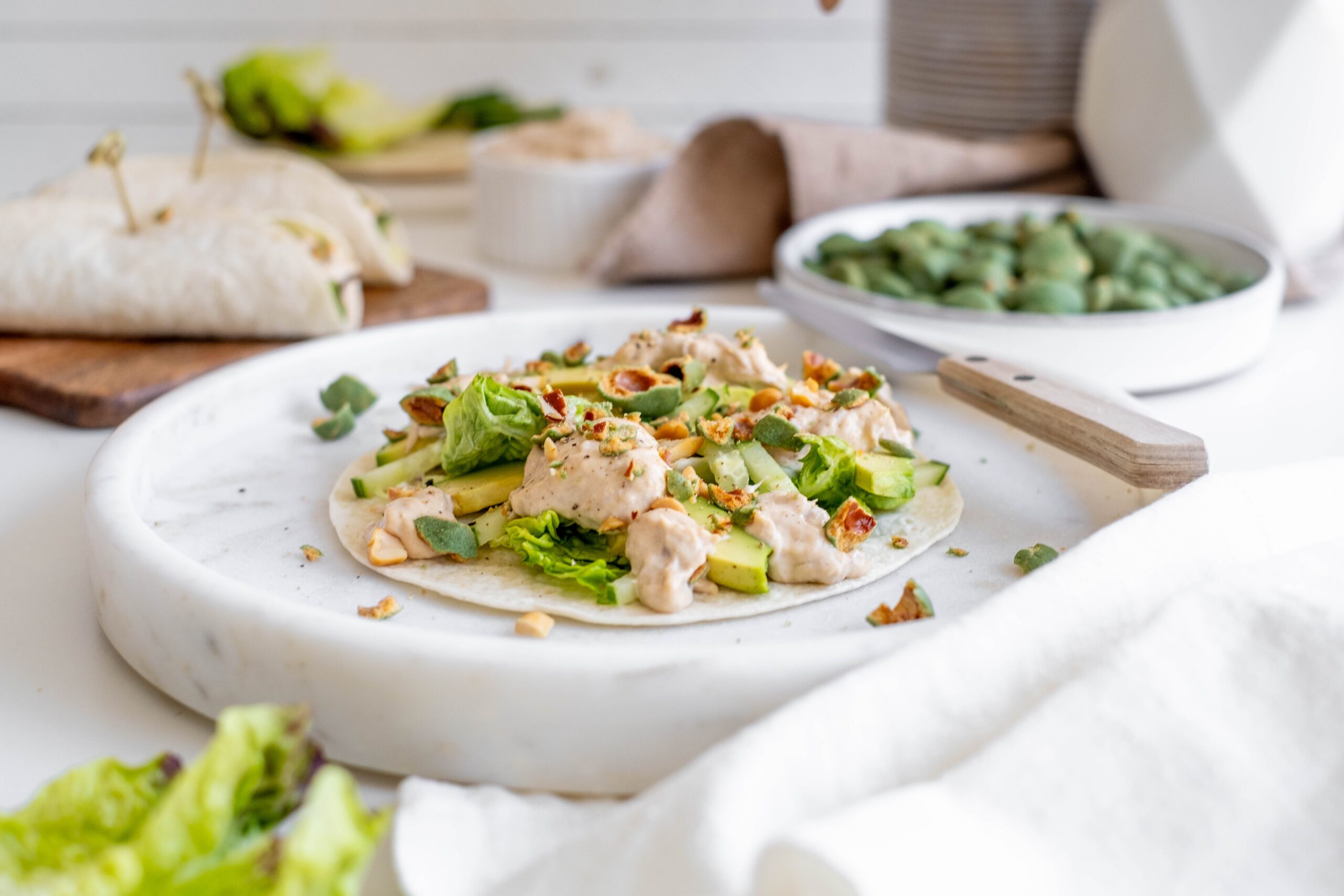 Wraps met tonijnsalade en wasabicrunch